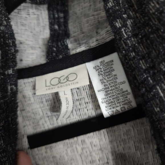 Logo Lori Goldstein Womens Cardigan Gray Knit Long Sleeve Open Front Sweater L - Picture 7 of 9